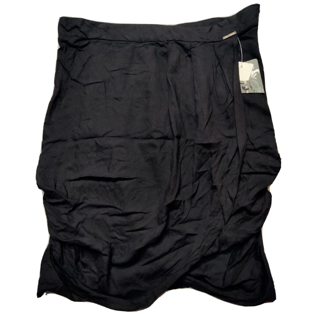 SEAN JOHN Women Large Jet Black Rayon 20" Lined Skirt NEW